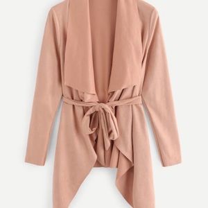 ROMWE Waterfall Collar Solid Coat